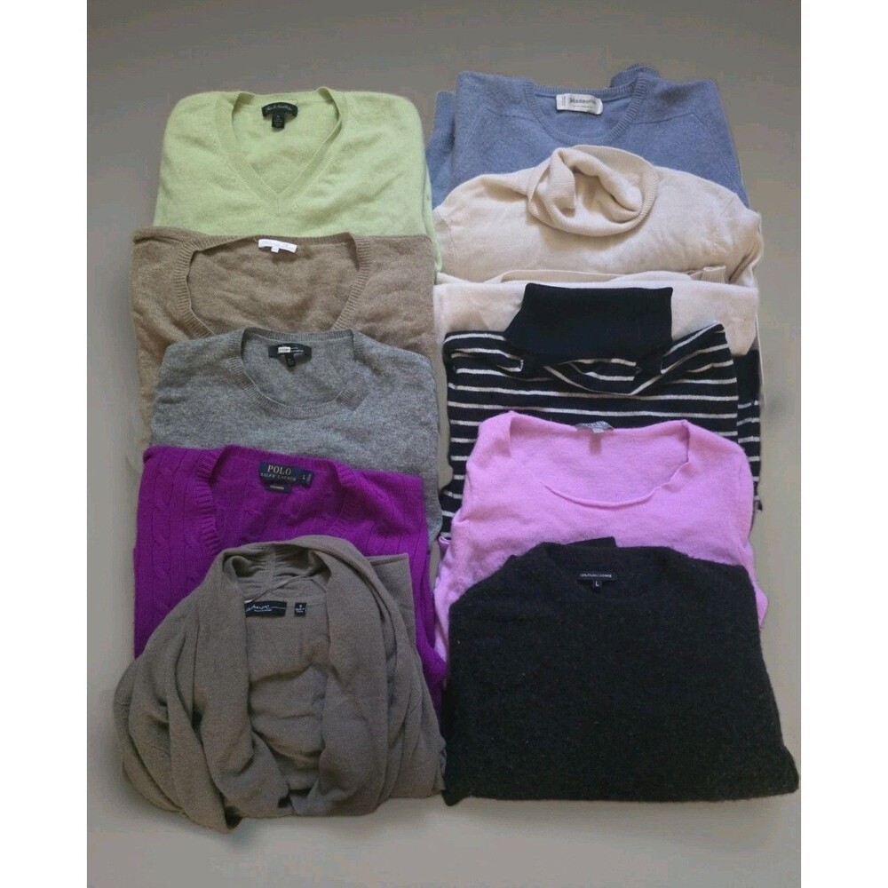 10x Cashmere Sweater Lot Mixed Brands Colors DAMAGED READ Craft Recycle Cutter